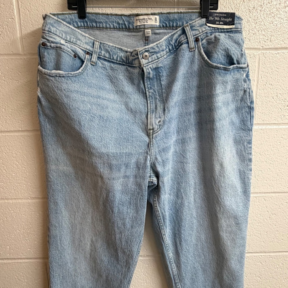 Abercrombie Women Curve Love The 90s Straight Ultra High Rise Jeans 35 20 Light